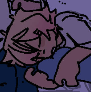 a colored drawing of Tsukasa Tenma sleeping on someone's lap