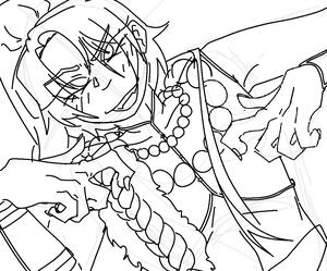 Tsukasa Tenma in his new years dragon god outfit and hairstyle. It is not colored